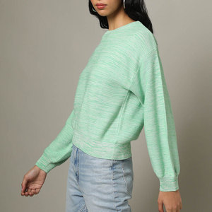 Suéter de Punto con Cuello Redondo para Mujer, Color Heather, Sudadera Holgada de Algodón, Estilo Urbano, Otoño Invierno - Product Image 3