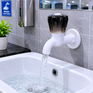 ก๊อกน้ำพลาสติก Smart PTMT Taps Series 1001 สีขาว น้ำหนักเบา ป้องกันสนิม ทนทาน รับประกัน 5 ปี ดีไซน์ทันสมัย สำหรับอ่างล้างหน้าแบบสามช่อง - Product Image 4