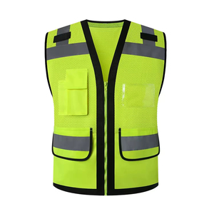 Hi Visibility Blue Custom Brand High Quality <b>Work</b> Vest Reflective Stripes Multiple Pockets Needle Detection Screen Printed - Product Image 6