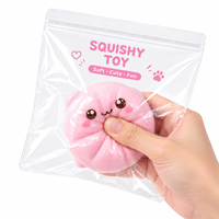 Sacs auto-scellants en PVC transparent en stock pour l'emballage de jouets anti-stress, de jouets squishy et de boulettes, pochettes réutilisables à oreilles de chat, vente en gros par petites lots