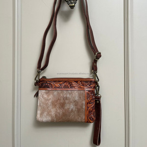 Mini bolso cruzado de cuero de vaca con herramientas manuales para mujer, bolso de mano para móvil, bolso de mano de cuero genuino occidental de marca personalizada - Product Image 2