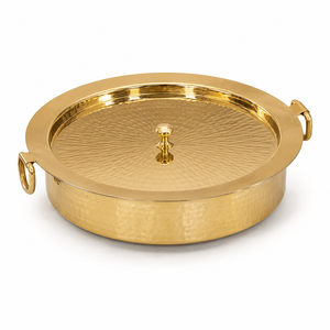 Pure Brass Hammered Handi <b>Pot</b> with Lid 2.5L Traditional Indian Cooking Serving Casserole Cookware <b>for</b> Hotel Restaurant Catering - Product Image 1