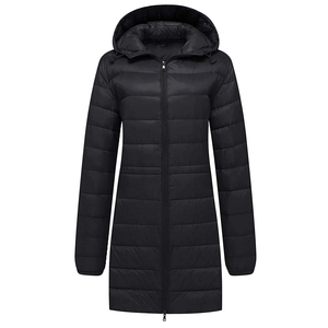 Wholesale Ultra <b>Lightweight</b> Hooded Long Puffer <b>Jacket</b> for <b>Women</b> Breathable Packable Winter Coat with Embroidered Casual - Product Image 5