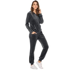 Survêtements en velours écologiques pour femmes, vêtements de détente, sweats à capuche, pantalons de survêtement, survêtements en velours de coton pour l'hiver - Product Image 2