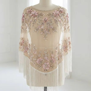 Chal de lentejuelas y cuentas transparente vintage con hombros descubiertos para mujer - Cubrevestido nupcial/de noche - Proveedor mayorista - Product Image 1