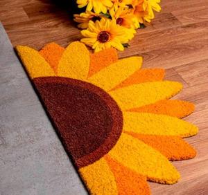 Tapis d'appoint moderne en laine tuftée à la main, motif tournesol lumineux, antidérapant, doux et moelleux, pour chambre, salon, décoration intérieure - Product Image 1