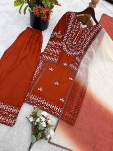 Ensemble Salwar Kameez brodé élégant pour femme avec dupatta noir, tenue ethnique traditionnelle, coupe régulière, longueur normale, pour occasions décontractées et fêtes - Product Image 6