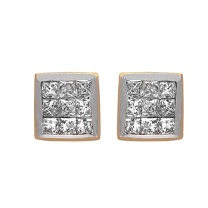 0.19 Cttw Princess Cut Natural Diamond Ladies <b>Stud</b> Earrings Womens 925 <b>Sterling</b> <b>Silver</b> Invisible Set Trendy Wholesale 4mm - Product Image 1