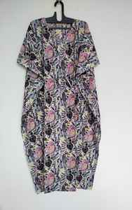 Vestido Kaftán de Algodón Hecho a Mano en India, Ligero, Amarillo, para Playa o Verano - Product Image 6