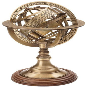 <b>Antique</b>-style engraved brass armillary globe with integrated horizon ring and <b>compass</b>, available at wholesale prices. - Product Image 3