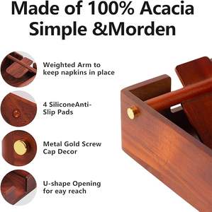 Porta Servilletas de Acacia Natural para Mesa, Dispensador de Servilletas Decorativo, Porta Servilletas para Bebidas, Decoración para Cocina, Hogar y Bar - Product Image 6