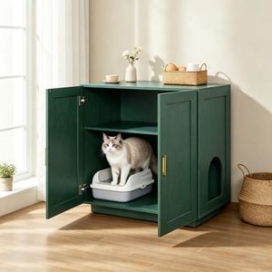Lussuosa Cassetta per Gatti Ecologica in Legno, Grande Capacità, Forma Rettangolare, Facile da Pulire, per Soggiorno, con Funzione PC - Product Image 6