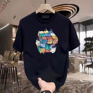 Camiseta Negra de Manga Corta para Hombre, con Logotipo Estampado en la Parte Delantera, Cuello Redondo, Corte Regular, Estilo Casual, 100% Algodón Canvas, 220g, Transpirable - Product Image 1
