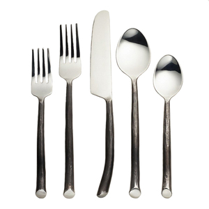 Stainless Steel <b>Cutlery</b> Set of 5 Pcs. Polished With <b>Black</b> Hand Forged Handles Brushed Finished by Axiom Home Accents - Product Image 5
