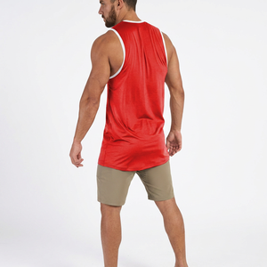 Débardeur sans manches rouge pour homme, col rond, couleur unie, tricoté, respirant, décontracté, séchage rapide, mélange de coton, vente en gros - Product Image 6
