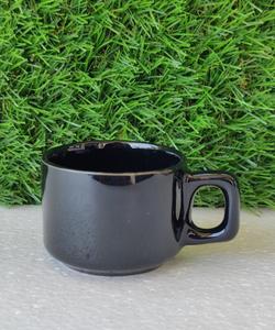 แก้วชาเซรามิกสีดำ 12 ออนซ์ พร้อมหูจับ แก้วกาแฟสโตนแวร์ สำหรับใช้ในบ้านและเดินทาง - Product Image 2