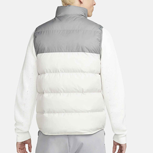 <b>Men's</b> Color Blocked Down <b>Vest</b> Stand Collar Zipper Closure Windproof Casual Winter Outerwear <b>White</b> Gray - Product Image 6