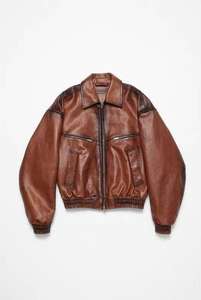 แจ็คเก็ตบอมเบอร์หนังแท้แบบสั้นสำหรับผู้ชาย แต่งลายหนังแบบ Patchwork กันลม ผลิตตามสั่ง OEM - Product Image 3