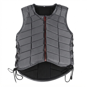 Chaleco de Seguridad Acolchado para Montar a Caballo, Chaleco Protector Ecuestre con Cremallera Frontal y Cordones Laterales Ajustables - Product Image 1