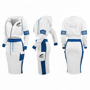 Conjunto de faldas personalizadas OEM de alta calidad para mujer, top corto con capucha y estampado de logotipo informal, conjunto de faldas con capucha para invierno. - Product Image 6