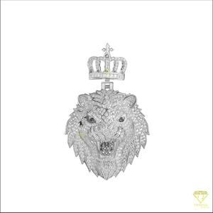 จี้รูปสิงโตมงกุฎประดับเพชรโมอิสซาไนต์ VVS เงินแท้ 925 สไตล์ฮิปฮอป - Product Image 1