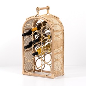 Estante de exhibición de vino de ratán, mueble vintage decorativo, estante independiente para la esquina de la encimera de la cocina - Product Image 2