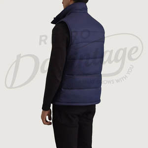 Gilet matelassé personnalisé pour homme, bleu marine, chaud pour l'hiver, col montant, imperméable, sans manches - Product Image 2