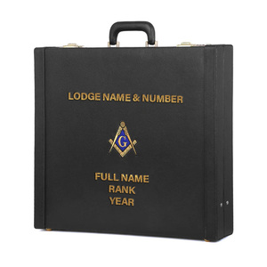 Estuche para delantal de masón Maestro de la Logia Azul con bordado a máquina personalizado, maletín de almacenamiento de regalia de cuero PU - Product Image 2