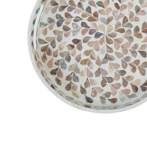 Bandeja redonda hecha a mano de nácar con diseño de pétalos naturales, la mejor oferta, para exhibir té y café en la cocina. - Product Image 4