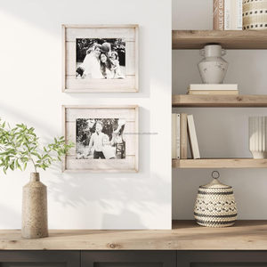 กรอบรูปทำด้วยมือกรอบไม้สี่เหลี่ยมแบบเรียบง่ายฝาครอบแก้วแท้สำหรับตั้งโต๊ะติดผนังแบบแขวนสำหรับจัดแสดงของตกแต่งบ้านฟาร์มตะวันตก - Product Image 4