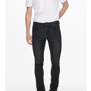Jeans de Mezclilla para Hombre, Corte Recto, Cintura Alta, Lavado a la Piedra, Cierre de Botones, Tela de Algodón de Peso Medio, Estilo Casual - Product Image 3