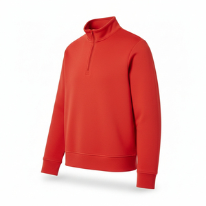 Men's Stylish Regular Sleeve Winter Half <b>Zip</b> Fleece Sweatshirt Solid Polyester Cotton Stand Collar Custom Logo Sweatshirt - Product Image 3