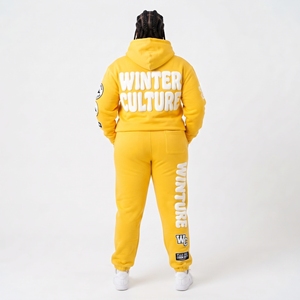 Survêtement grande taille pour femme avec impression en relief, sweat à capuche et pantalon de jogging 100% coton, tenue décontractée - Product Image 2