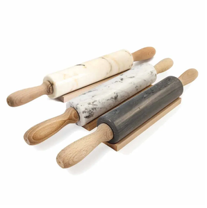 Rodillo de madera y mármol de alta calidad para repostería y preparación de masa, rodillo de madera y mármol con base de madera - Product Image 1