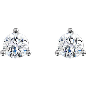 Pendientes de Oro de 10K con Tres Puntas, Estilo Martini, con Diamantes de Corte Redondo Clásico (Naturales) - Product Image 2