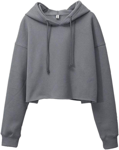Sudadera con capucha corta de manga farol para mujer, con línea decorativa, holgada, de felpa, básica - Product Image 2