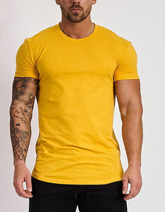 Camiseta de manga corta con cuello redondo para hombre, con logo personalizado, dobladillo curvo, para gimnasio y fitness, venta al por mayor 2026 OEM - Product Image 1