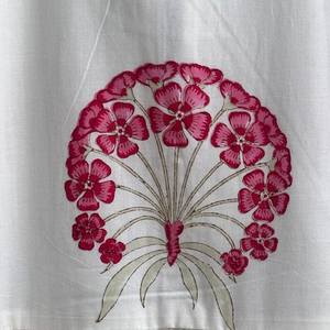 Blusa Floral con Estampado Artesanal, Cuello en V, Manga 3/4, Volantes Hechos a Mano, Lavable, Cintura Natural, Estilo Chinoiserie, de Algodón Ecológico - Product Image 4