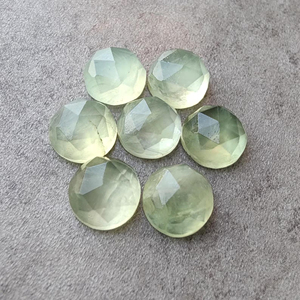 Pierre précieuse naturelle de Prehnite, taille ronde à facettes, dos plat calibré, en vrac, toutes tailles, vente en gros - Product Image 2