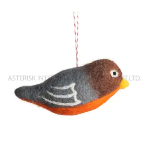 Bela cor natural cinza laranja feltro pássaros decorações suprimentos casa restaurantes café natal conjunto de pássaro de feltro