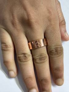 แหวนทองแดงแท้สไตล์วินเทจสลักลายรูปหัวใจ แหวนทองแดงขอบกว้างแบบเรียบ - Product Image 2