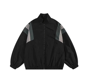 Blouson coupe-vent décontracté pour homme, colorblock, en nylon froissé, patchwork, col montant, coupe ample, pour le sport et les activités de plein air, vente en gros - Product Image 5