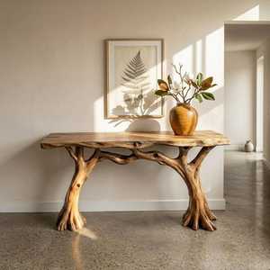 <b>Live</b> <b>edge</b> console <b>table</b> media entryway unique reclaimed solid wood narrow hallway slim side <b>table</b> decor home - Product Image 2