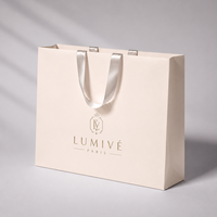 Sacs shopping en papier personnalisés avec logo imprimé et poignée en ruban pour cosmétiques, vêtements, chaussures, cadeaux, boutiques, vente en gros