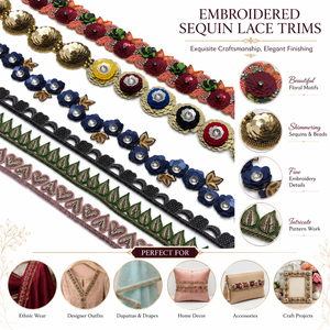 Ribete de Encaje con Lentejuelas Bordadas con Flores, Encaje Decorativo para Prendas, Vestidos, Manualidades y Accesorios de Moda - Product Image 6