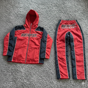 Rexfit <b>Sports</b> Mens Outdoor Nylon Windbreaker Reflective <b>Jacket</b> and Shorts <b>Summer</b> Set Tracksuit Set Wholesale - Product Image 1