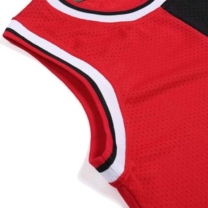 OEM Customizable Wholesale Print Name Number Durable Breathable Plus Size Quick Dry Basketball Jerseys for Adult Black Red Color - Product Image 4