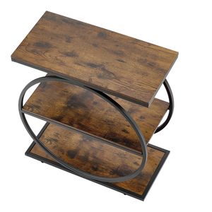 Modern 3-Tier 3-Der Narrow Side <b>Table</b> with Open <b>Storage</b> Shelves Wood Sofa <b>Console</b> <b>Table</b> Bedside Nightstand Desk Metal Frame - Product Image 1