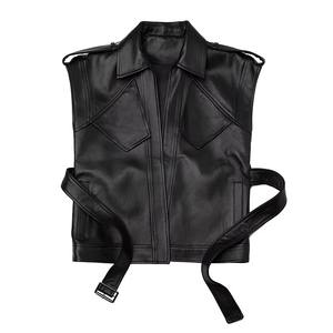 Gilet en cuir véritable de haute qualité pour femme, style streetwear hip-hop, personnalisable, imperméable, en toile – Vente en gros - Product Image 3
