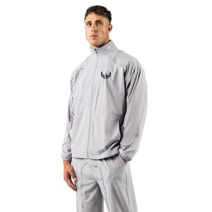Men's Light Gray Full Zip Training Jacket Lightweight Athletic Sportswear Warm Up Top Long Sleeve Fitness Activewear Outerwear - Product Image 2